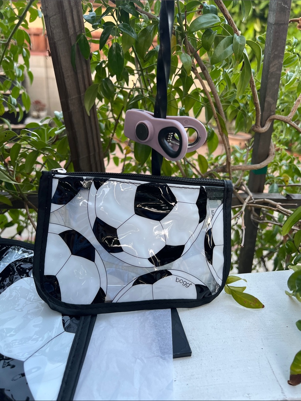 BOGG BAG Black and White Soccer Print Tote 2 bags 1 large and 1 small - Picture 6 of 7